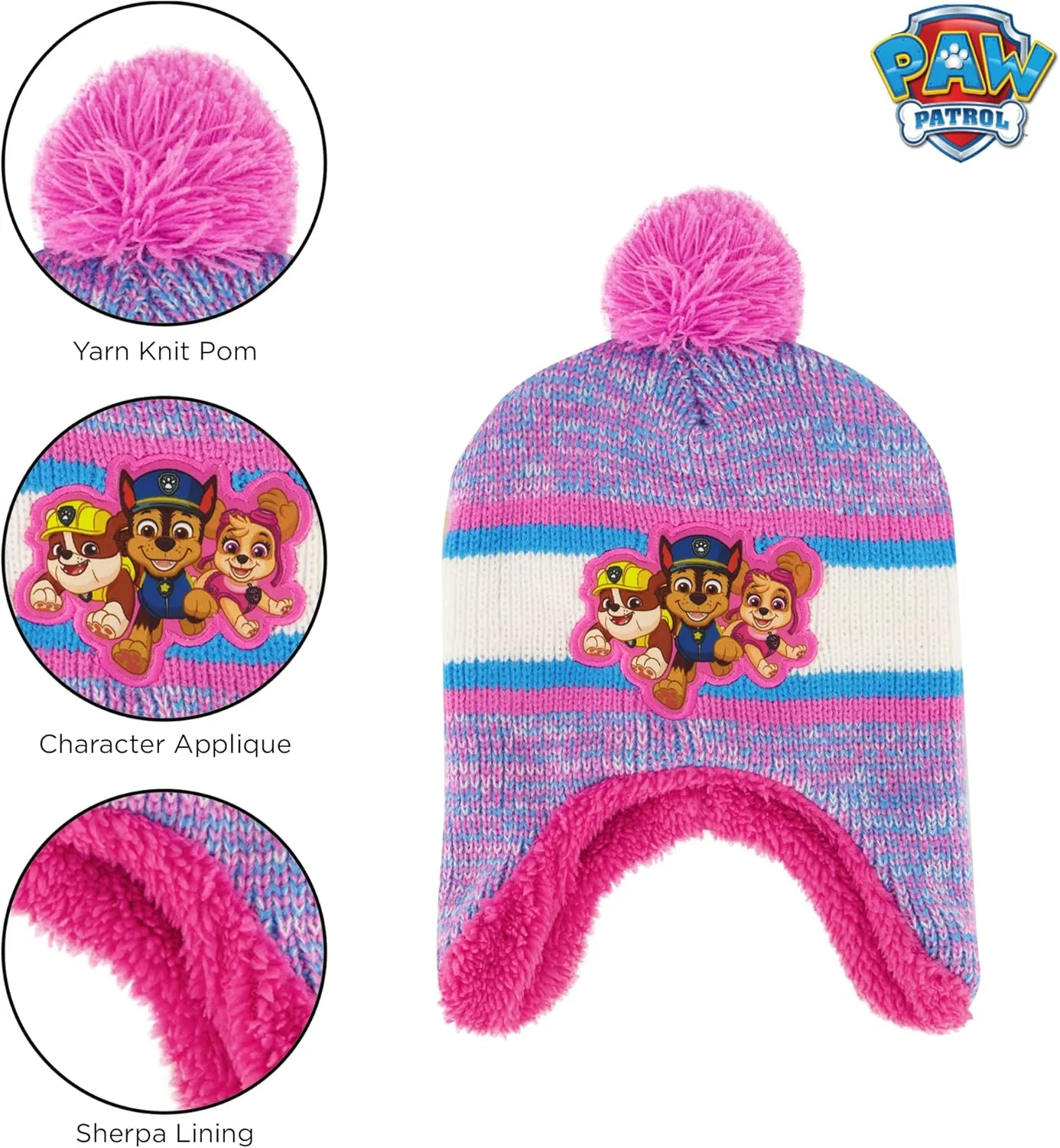 Nickelodeon girls Winter Hat and Mittens Set, Paw Patrol's Marshall, Chase and Skye Toddler Beanie for Ages 2-4