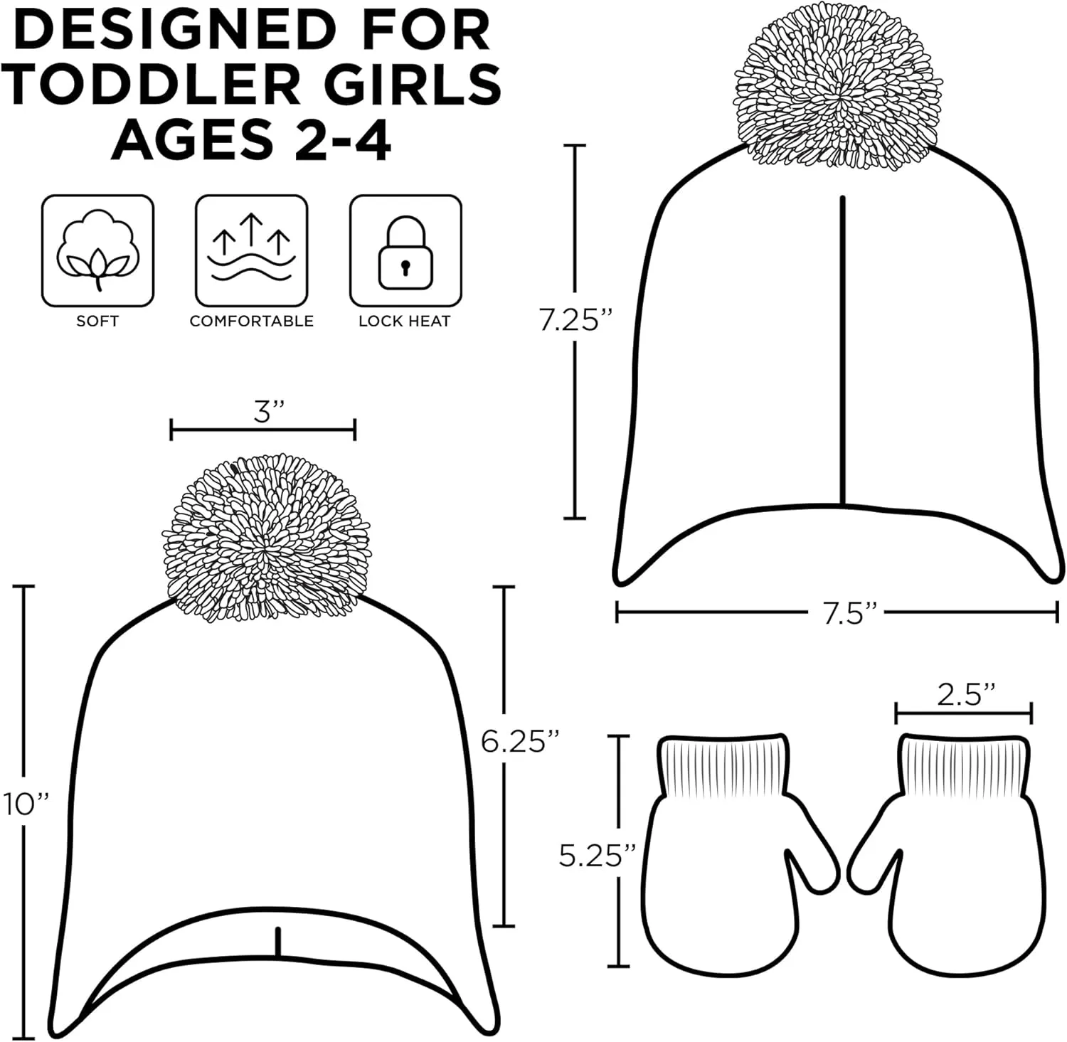 Nickelodeon girls Winter Hat and Mittens Set, Paw Patrol's Marshall, Chase and Skye Toddler Beanie for Ages 2-4
