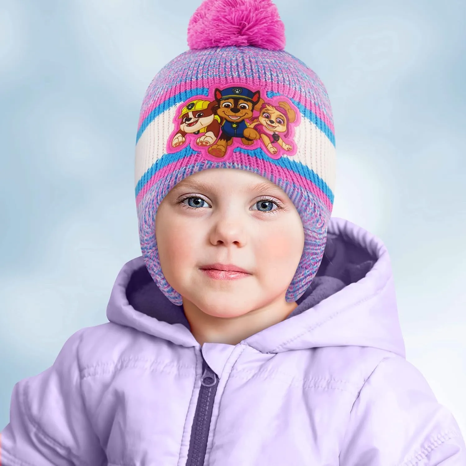 Nickelodeon girls Winter Hat and Mittens Set, Paw Patrol's Marshall, Chase and Skye Toddler Beanie for Ages 2-4
