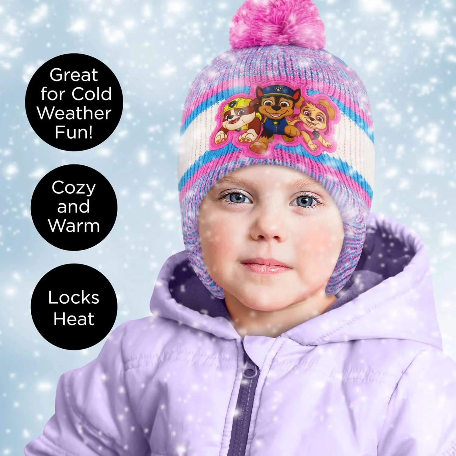 Nickelodeon girls Winter Hat and Mittens Set, Paw Patrol's Marshall, Chase and Skye Toddler Beanie for Ages 2-4