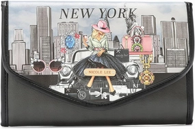 NICOLE LEE Travel Jewelry Organizer with Zipper Pockets, Foldable Roll for Rings, Earrings, Necklaces, Bracelets, Watches (Success in New York)