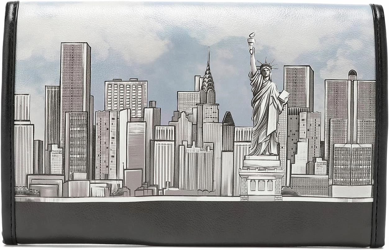 NICOLE LEE Travel Jewelry Organizer with Zipper Pockets, Foldable Roll for Rings, Earrings, Necklaces, Bracelets, Watches (Success in New York)