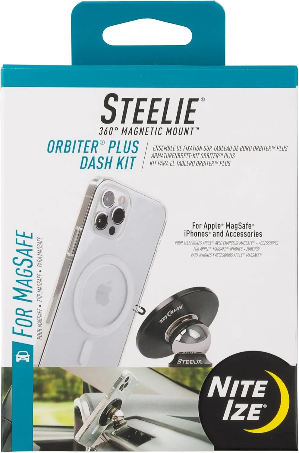 Nite Ize Steelie Orbiter Plus Dash Mount - Magnetic Phone Mount for Car Dashboards - Car Dashboard & Cell Phone Accessories - Neodymium Magnets