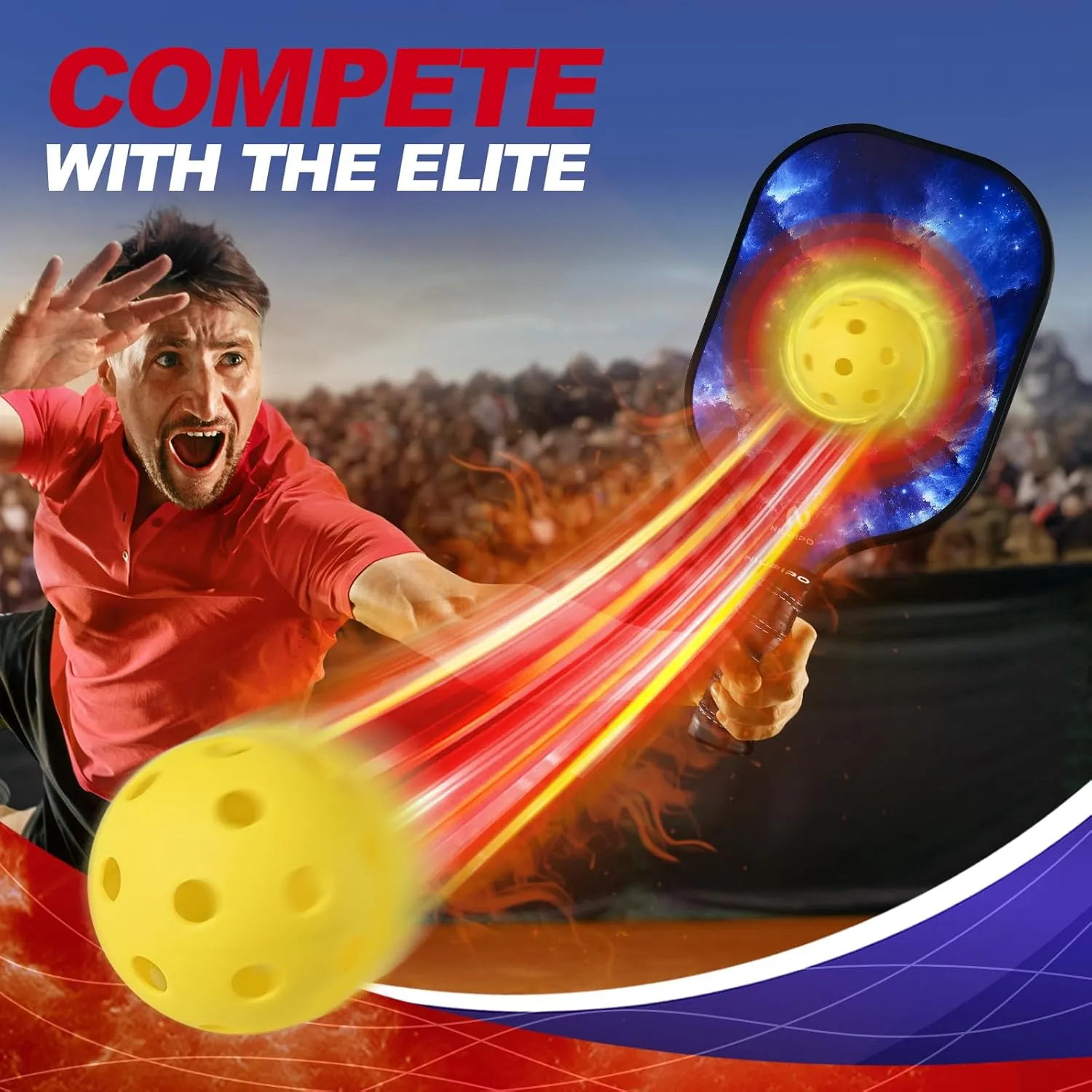 niupipo Pickleball Paddles Set of 2/4, USAPA Approved Fiberglass Surface, Polypropylene Honeycomb Core, Cushion Grip, Lightweight Pickleball Rackets with 2 Indoor and 2 Outdoor Balls, Portable Bag