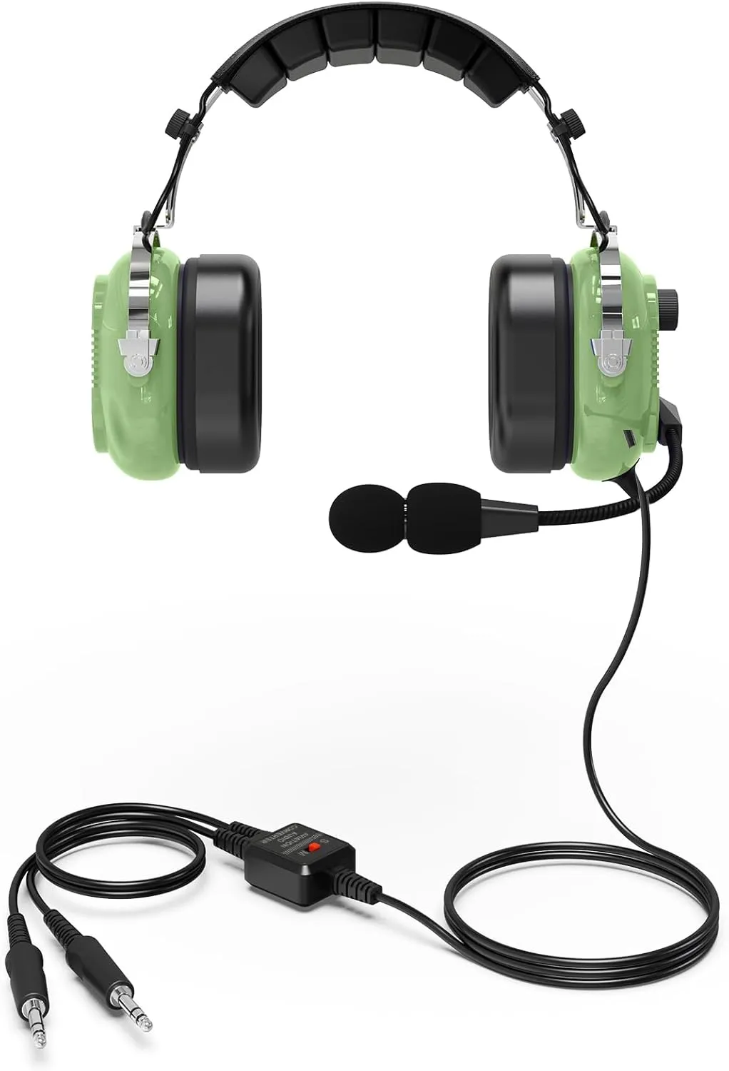 Noise Cancelling Pilot Headphone General Aviation Headset,NRR 24dB Anti-noise Microphone,U174 Twin Plug(Light Green) (A)