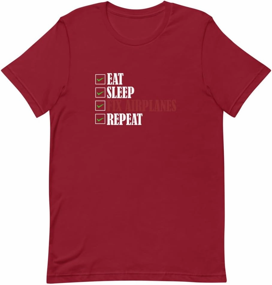 Novelty Military Aviation Aircraft Tee Shirt Eat and Fix Airplanes