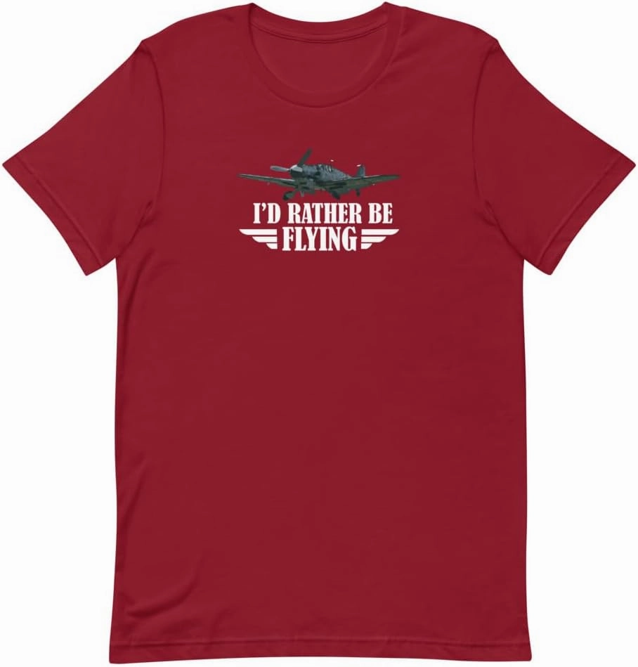 Novelty Military Aviation Aircraft Tee Shirt I'd Rather Airplanes Airplane