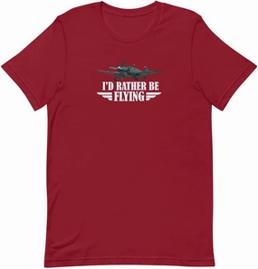 Novelty Military Aviation Aircraft Tee Shirt I'd Rather Airplanes Airplane