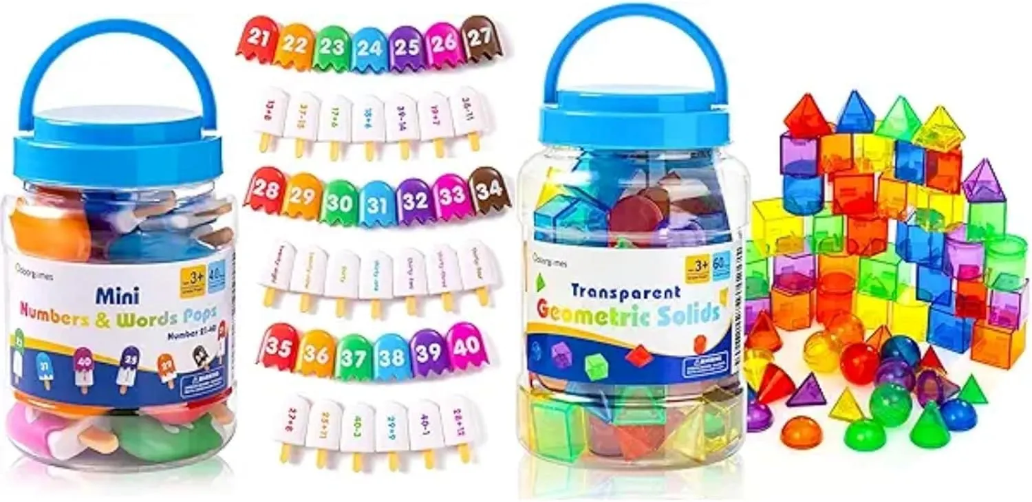 Numbers 21-40 Popsicles – 60 Pieces 3D Shapes for Teaching – Engaging Number Toys for Kids Ages 3-5 to Learn Numbers & Enhance Skills