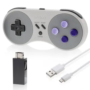 Nyko Super Miniboss - Wireless Controller for Nintendo SNES Classic Mini with Turbo, Ergonomic Design, 20 Feet Range, Rechargeable Battery, & Rapid Fire Functionality for Enhanced Gameplay Experience