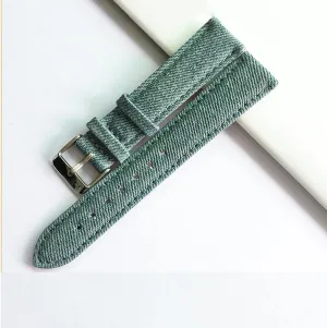 Nylon Canvas Bottom Leather Watch Belt Men and Women Universal Stainless Steel pin Buckle Watch Accessories