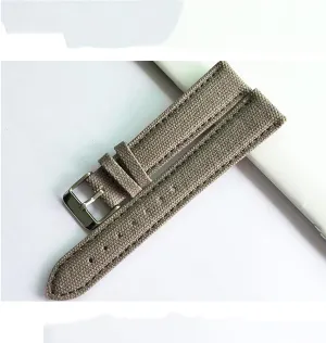 Nylon Canvas Bottom Leather Watch Belt Men and Women Universal Stainless Steel pin Buckle Watch Accessories