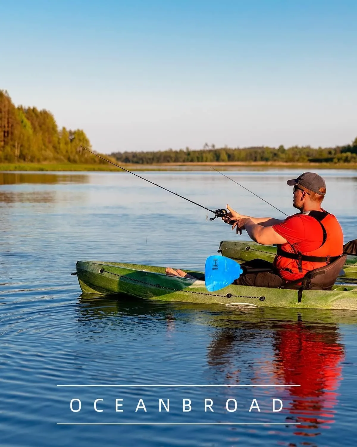OCEANBROAD Adjustable Fishing Kayak Paddle - 94in/240cm-98in/250cm-102in/260cm Aluminum Alloy Shaft with Paddle Leash
