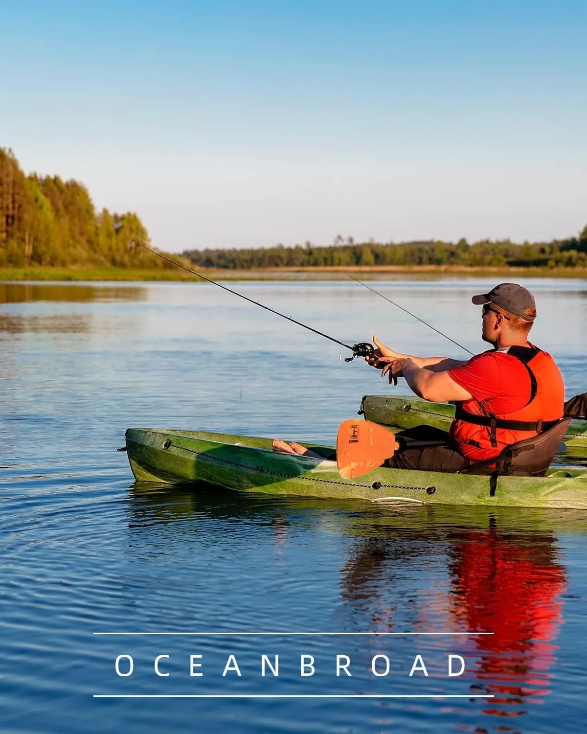 OCEANBROAD Adjustable Fishing Kayak Paddle - 94in/240cm-98in/250cm-102in/260cm Aluminum Alloy Shaft with Paddle Leash