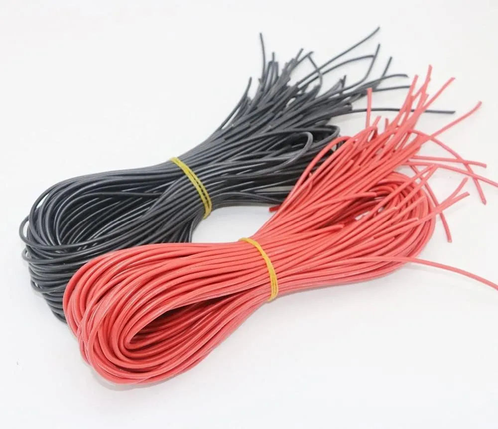 OEM RC Helicopter Accessories 10 Meter/lot Wire 10 12 14 16 18 20 22 24 26 28 30AWG 5m red and 5m Black Color Replacement (Color : 20 AWG) Drone Accessories(Black)