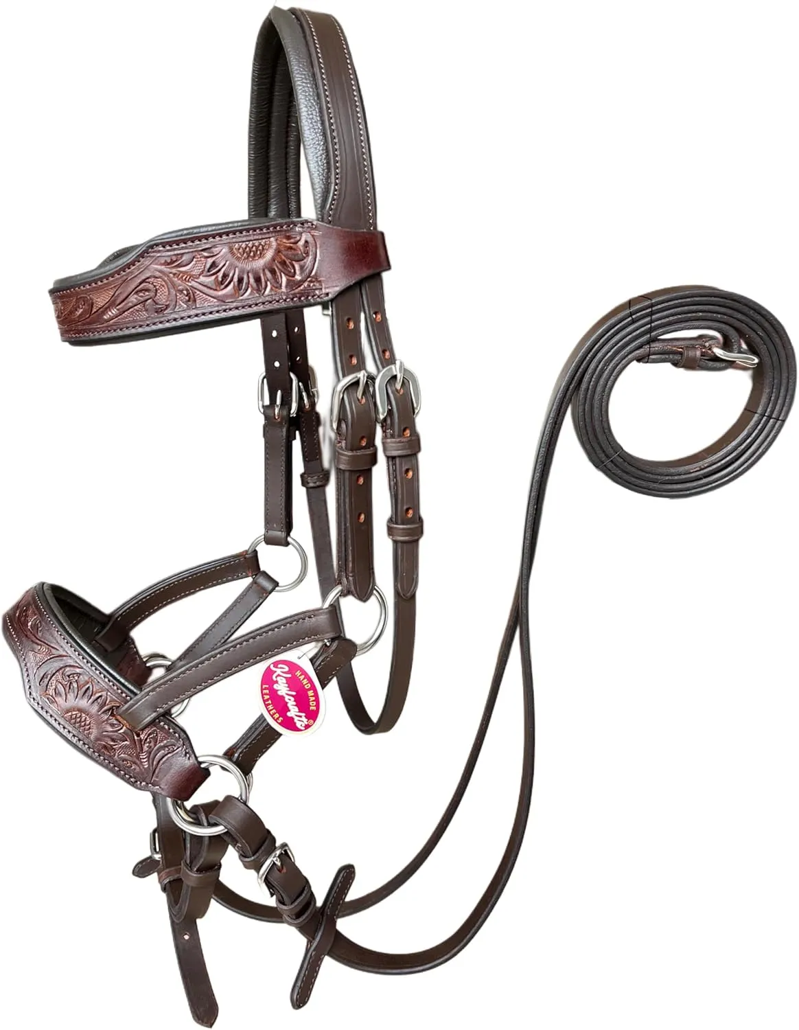 Oiled Leather Horse Side Pull Bitless Bridle Full Leather Reins