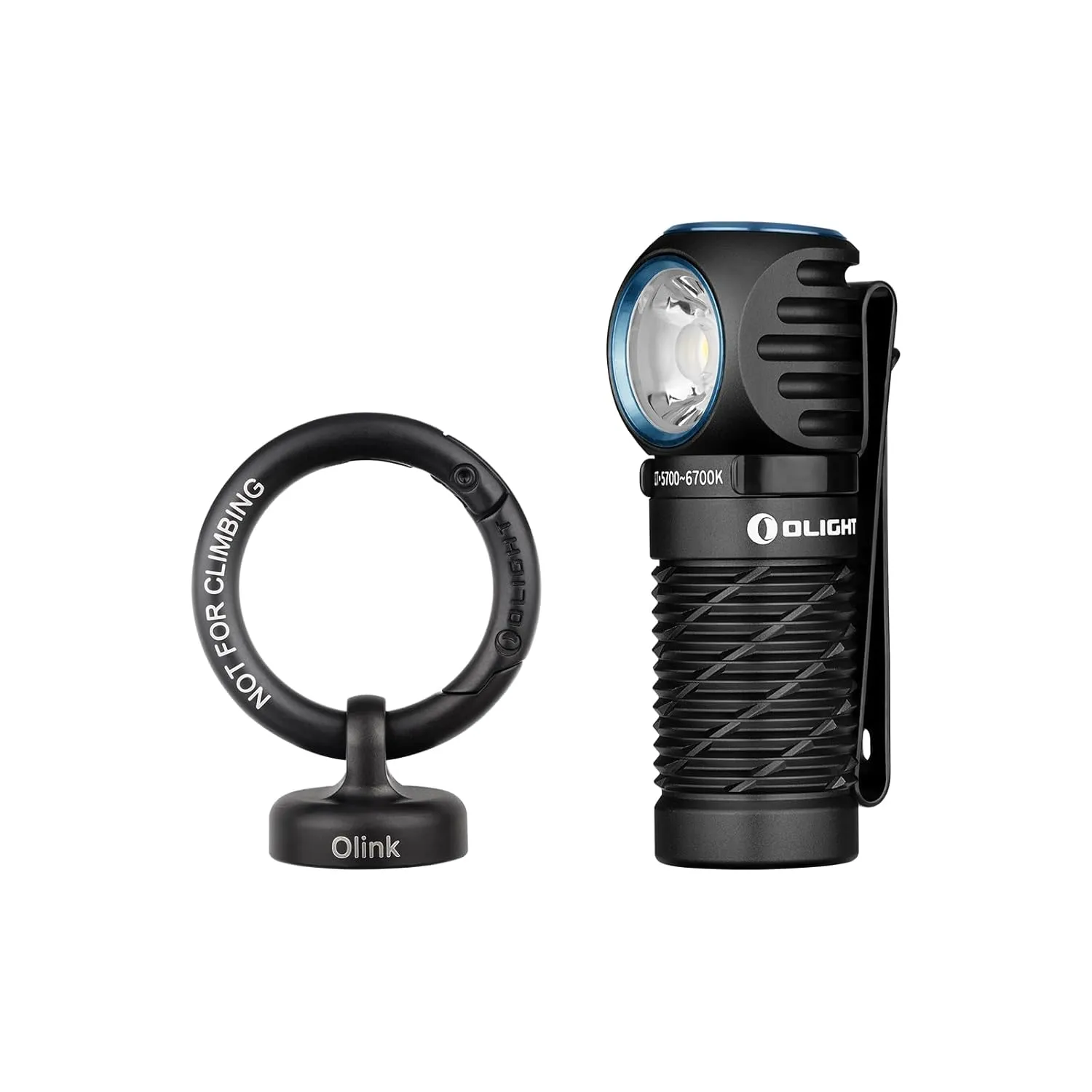OLIGHT OLINK Portable Magnetic Hook Compatible Flashlights, Obulb, Stainless-Made Carabiner-Style Ring, Bundled with Perun 2 Mini Headlamp LED Flashlight
