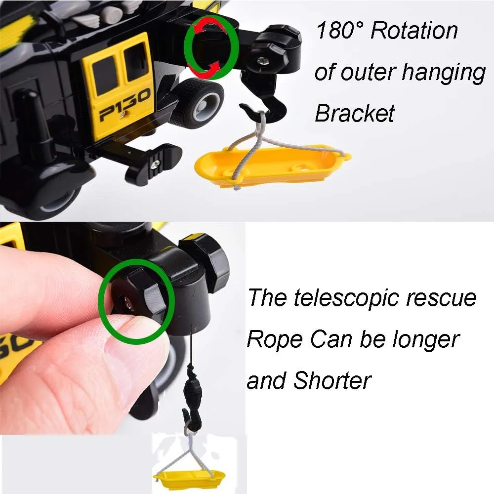 OMGTOY Military Helicopter, Airforce Airplane Toy with Hanging Basket Lights and Sounds for Kids(Black)