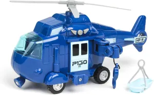 OMGTOY Military Helicopter, Airforce Airplane Toy with Hanging Basket Lights and Sounds for Kids(Blue)