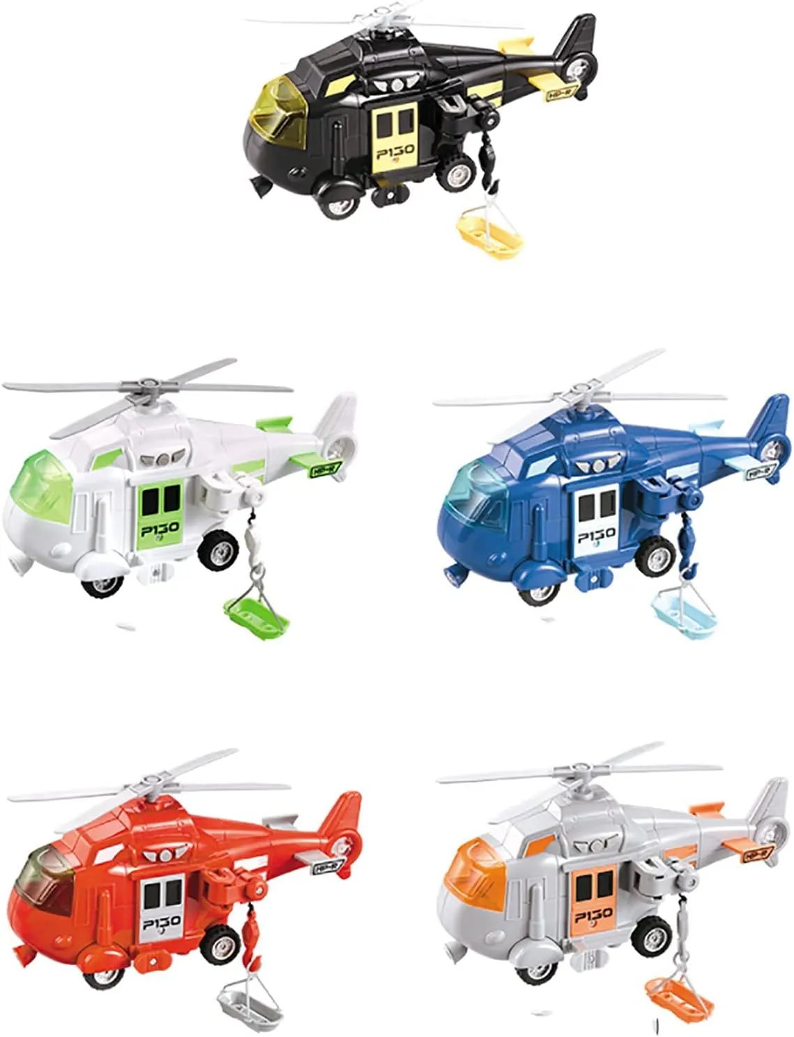 OMGTOY Military Helicopter, Airforce Airplane Toy with Hanging Basket Lights and Sounds for Kids(Blue)