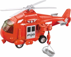 OMGTOY Military Helicopter, Airforce Airplane Toy with Hanging Basket Lights and Sounds for Kids(Red)