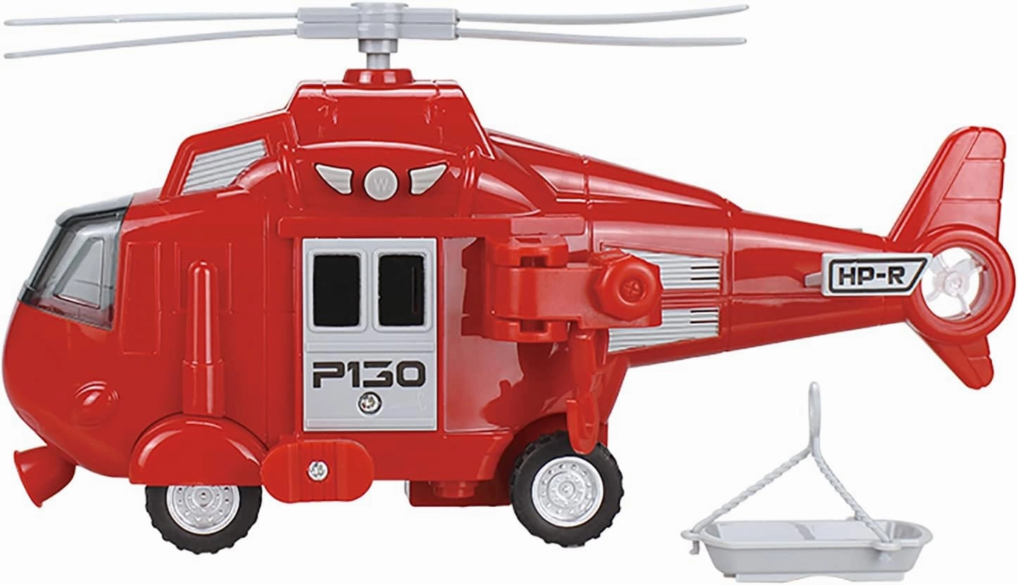 OMGTOY Military Helicopter, Airforce Airplane Toy with Hanging Basket Lights and Sounds for Kids(Red)