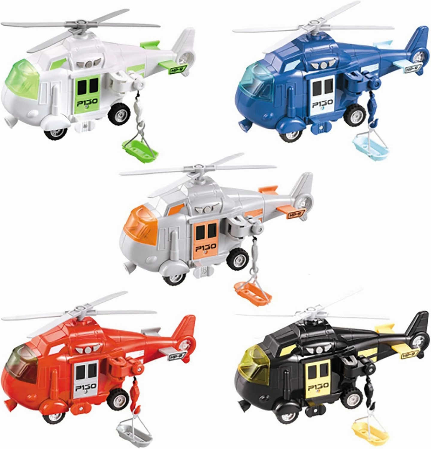 OMGTOY Military Helicopter, Airforce Airplane Toy with Hanging Basket Lights and Sounds for Kids(Red)