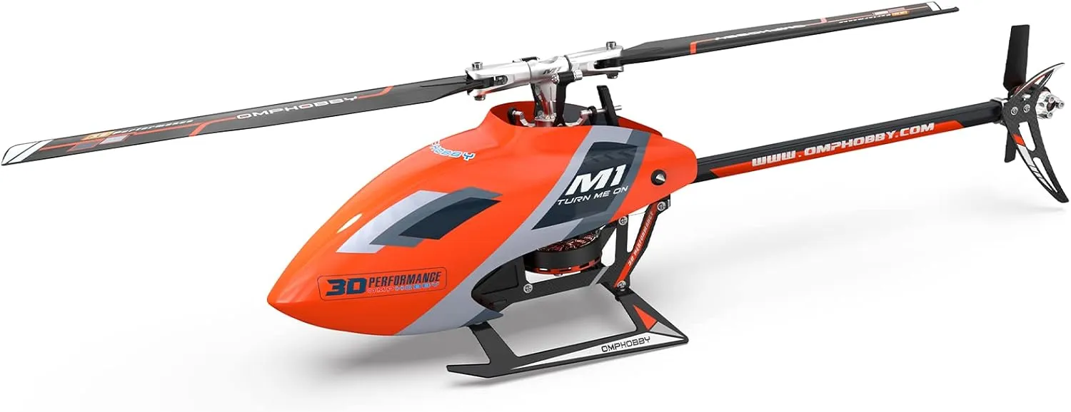 OMPHOBBY M1 EVO RC Helicopter for Adults with Dual Brushless Motors Direct-Drive 6 Channel, Professional 3D Flight Remote Control Heli for Peration Experienced Adult,BNF Version(OMP Protocol, Orange)