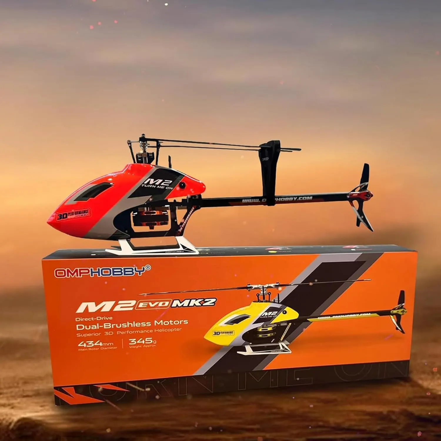 OMPHOBBY M2 EVO MK2 RC Helicopter for Adults - 6CH 3D Aerobatic RC Helicopters Outdoor with Dual Brushless Direct-Drive Motors, Outdoor Mini RC Aircraft For Advanced Pilots（PNP Version, Yellow)