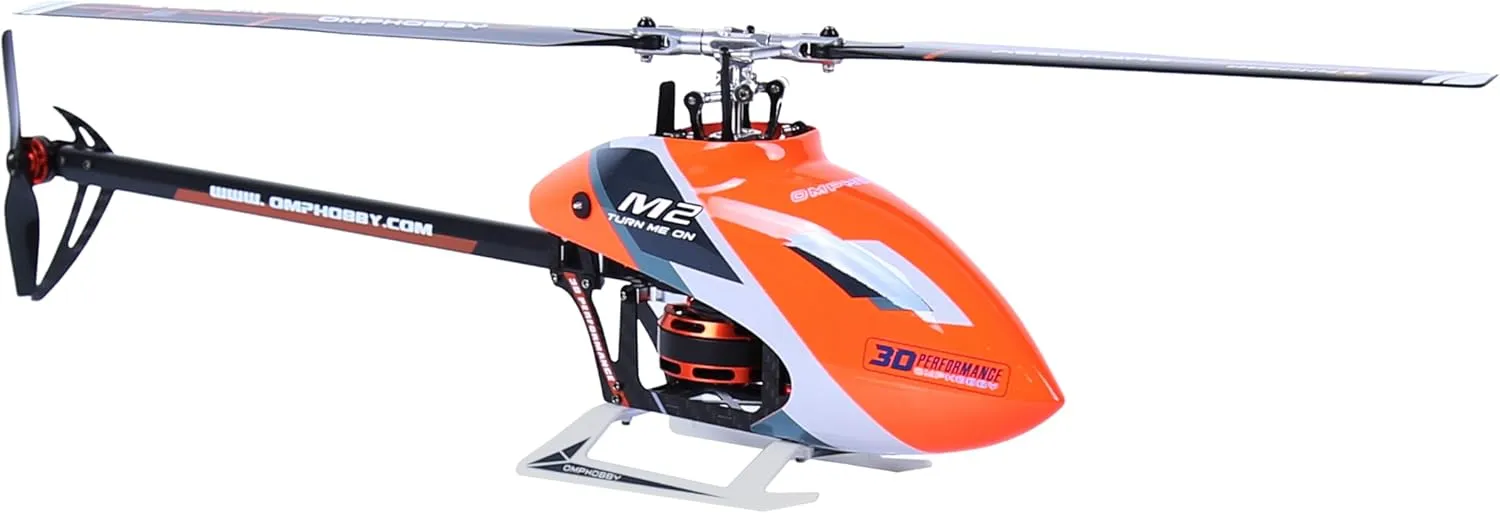OMPHOBBY M2 EVO MK2 RC Helicopter for Adults Dual Brushless Motors Direct-Drive 6 Channel RC Helicopters Outdoor, Superior 3D Remote Control Plane Gifts Newly Upgraded Mini Drone PNP Orange