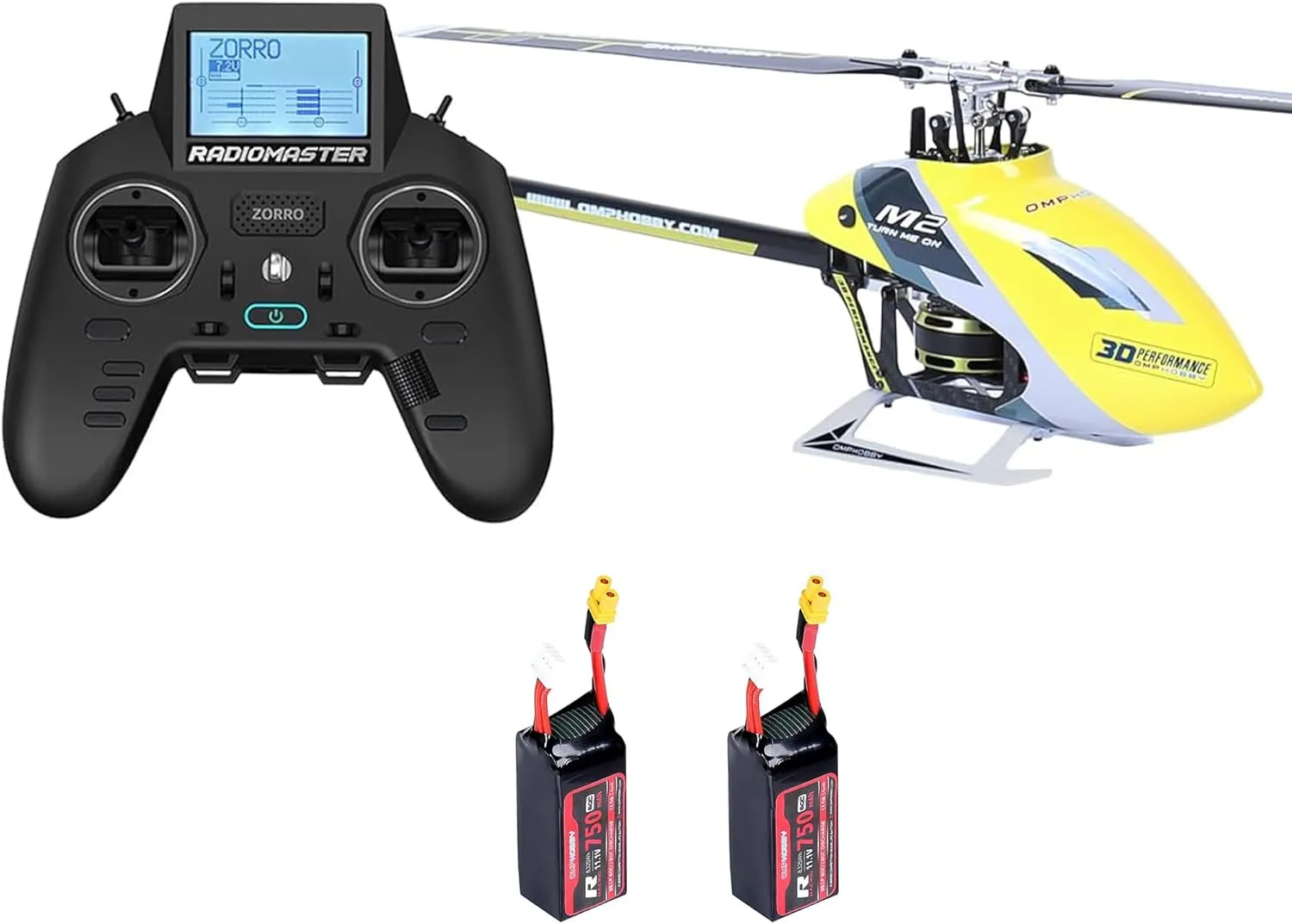 OMPHOBBY M2 EVO MK2 Ready To Fly RC Helicopter & OSHM2329 Lithium Battery