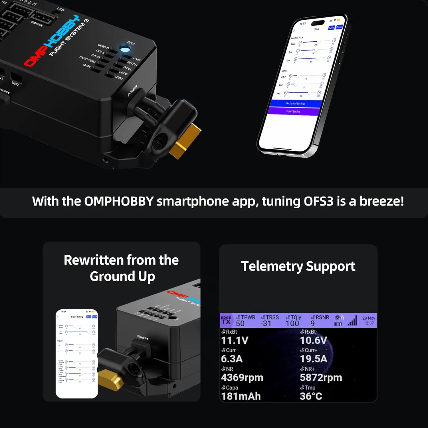 OMPHOBBY M2 EVO MK2 Ready To Fly RC Helicopter Outdoor Dual Brushless Motors Direct-Drive 6CH Remote Control Helicopters for Adults, 3D RC Plane with Remote Control Mini Drone RTF Red