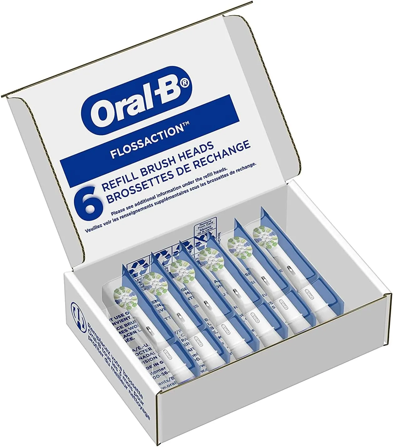 Oral-B Floss Action Replacement Brush Heads for an Oral-B Electric Toothbrush, Pack of 6