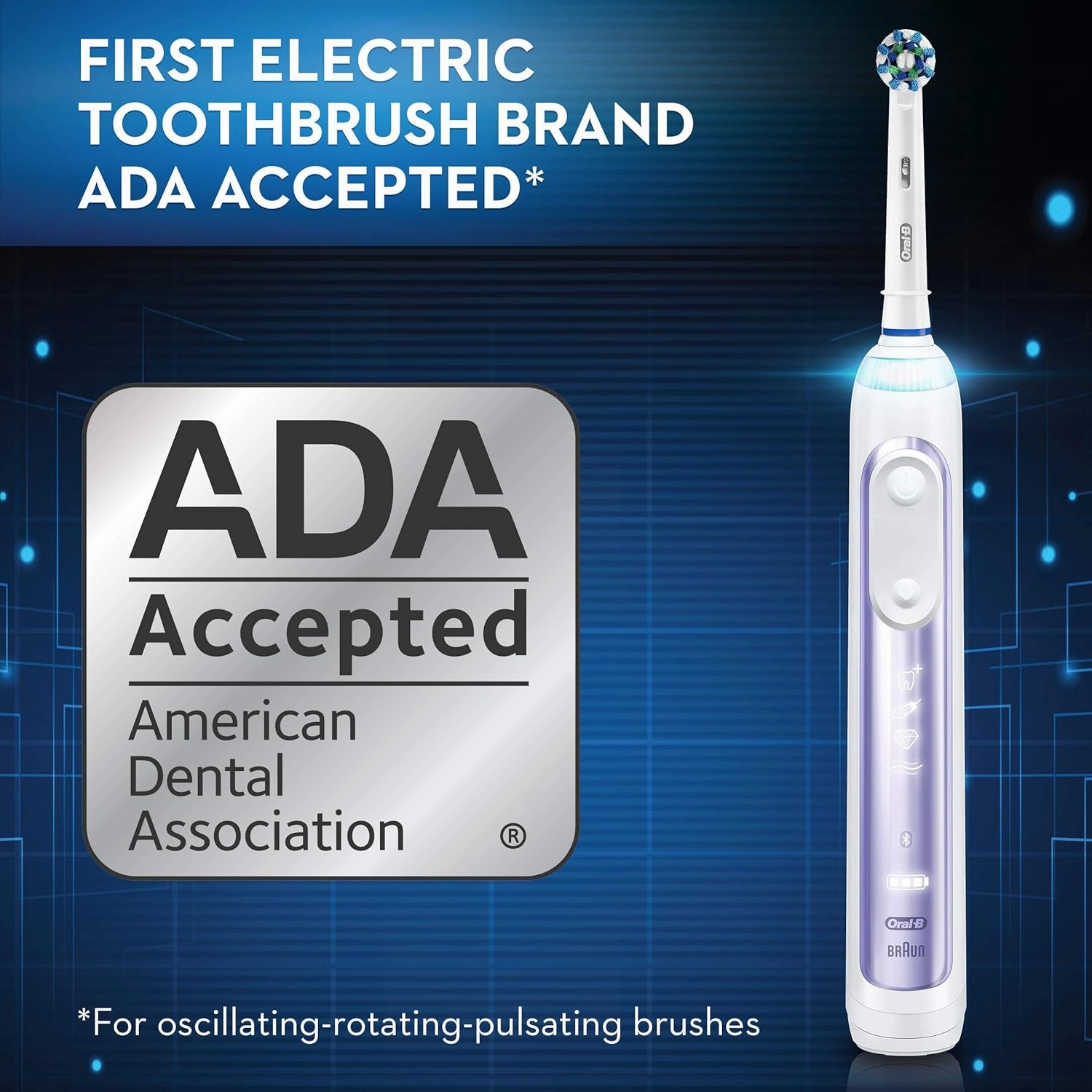 Oral-B 7500 Electric Toothbrush, Orchid Purple with 4 Brush Heads and Travel Case - Visible Pressure Sensor to Protect Gums - 5 Cleaning Modes - 2 Minute Timer