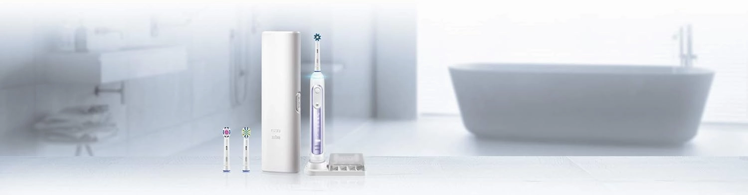 Oral-B 7500 Electric Toothbrush, Orchid Purple with 4 Brush Heads and Travel Case - Visible Pressure Sensor to Protect Gums - 5 Cleaning Modes - 2 Minute Timer