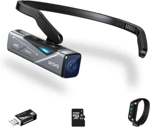 ORDRO 4K Head-Mounted Camcorder - FPV Vlog Camera 60FPS with 64G Micro Card & Build-in 1000mAh Battery