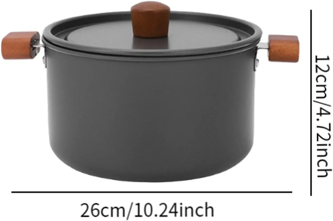 Outdoor Cooking Stockpot Camping Cookware Heavy Duty Anti-scald Handles Stockpot with Lid Camping Pot for Picnic Kitchen, 2.8L