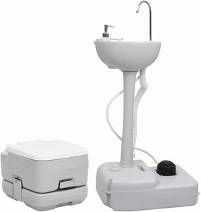 Outdoor Recreation-Portable Camping Toilet and Handwash Stand Set-Sporting Goods