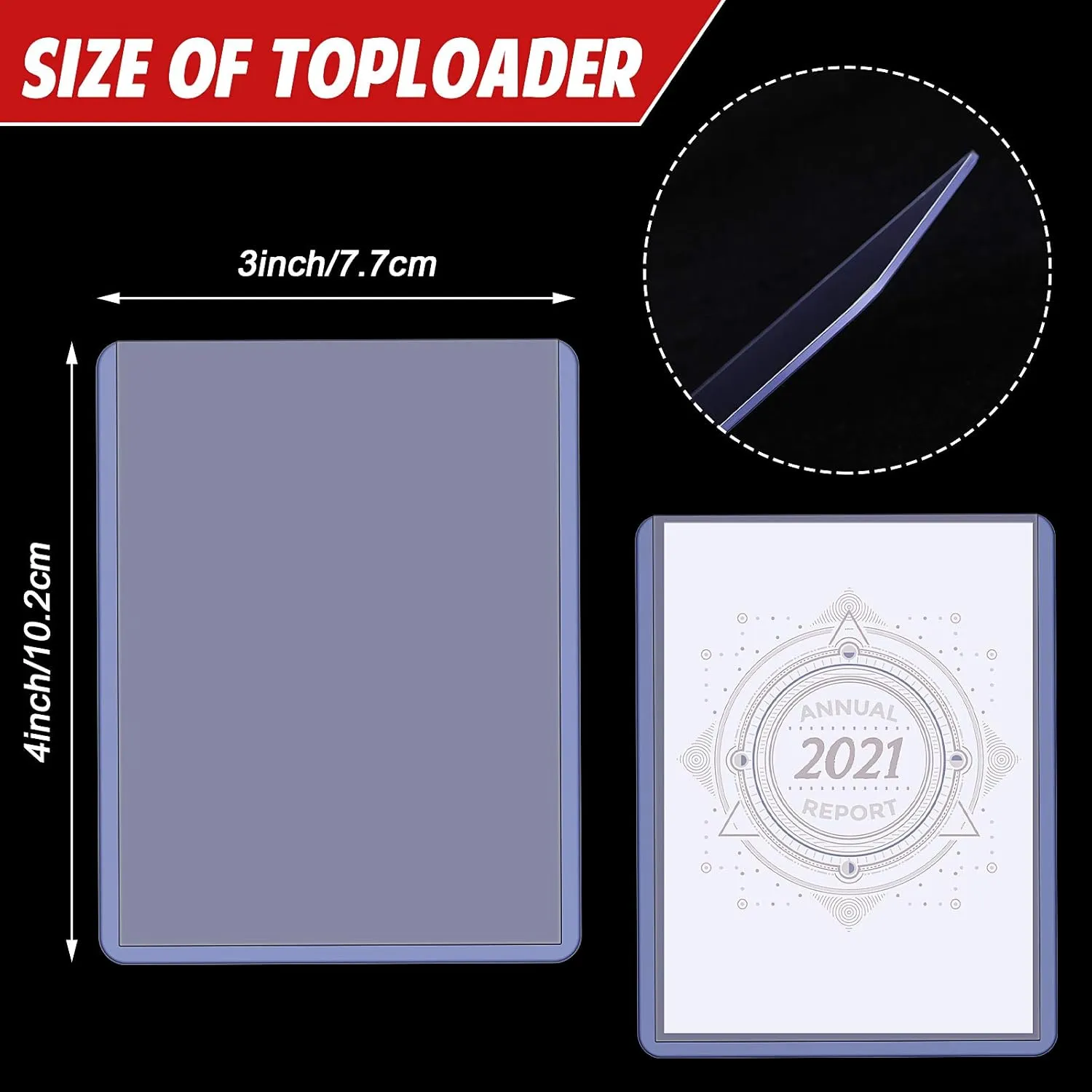 Outus 200 Count Card Sleeves Hard Plastic Top Loading 3" x 4" Baseball Trading Card Protector Holder for Collectible Tcg, Sports, Football Game, Postcard Clear Double Sided Display Collector Protector
