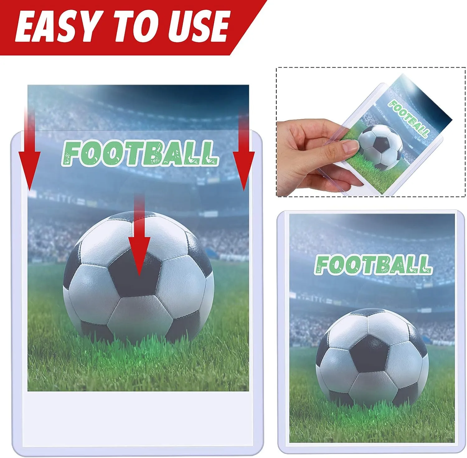 Outus 200 Count Card Sleeves Hard Plastic Top Loading 3" x 4" Baseball Trading Card Protector Holder for Collectible Tcg, Sports, Football Game, Postcard Clear Double Sided Display Collector Protector