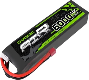 OVONIC 4s Lipo Battery 50C 6000mAh 14.8V Lipo Battery with Dean-Style T Connector for RC Airplane Helicopter Quadcopter RC Car Truck Boat