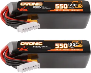 OVONIC 6S 550mAh Lipo Battery 22.2V 120C Battery with XT30 Plug for RC Car Truck RC Vehicles Boat Drone RC Airplane Quadcopter Helicopter FPV Racing Hobby Models [1 Package Including 2 Batteries]