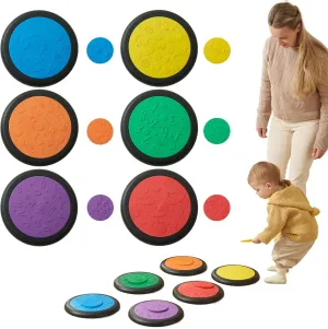 Pack of 6 Sensory Stepping Stones for Kids | Autism-Friendly Balance Stones | Non-Slip Indoor & Outdoor Activity Toy for Kids | Textured Educational Play Set | Age 3 