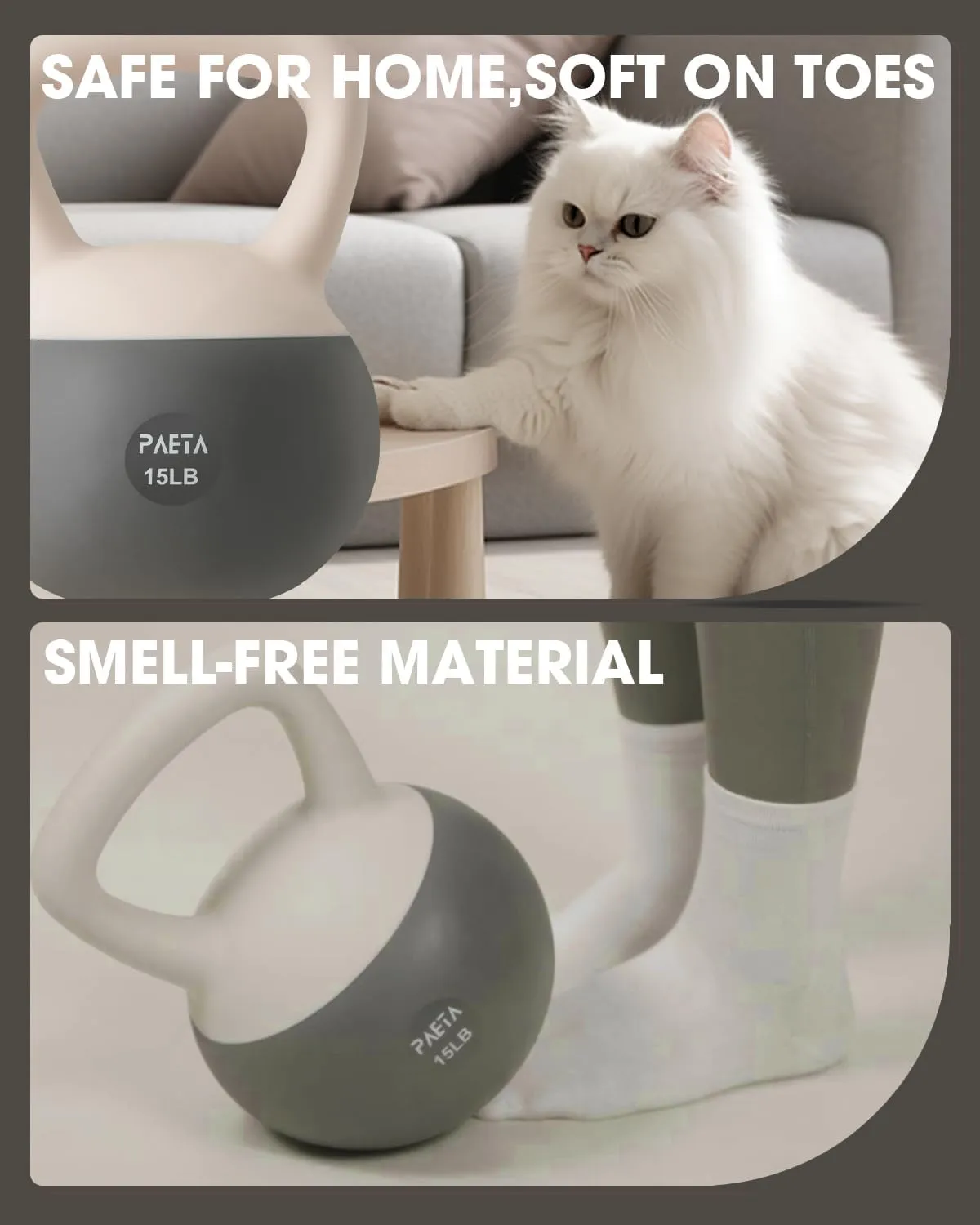 PAETA Soft Kettlebell for Home Fitness – Anti-Slip Grip & Wide Handle Design,Soft Kettlebell set, Gentle Floor-Friendly Impact – 10lbs, 15lbs, 20lbs, for Home Functional Training