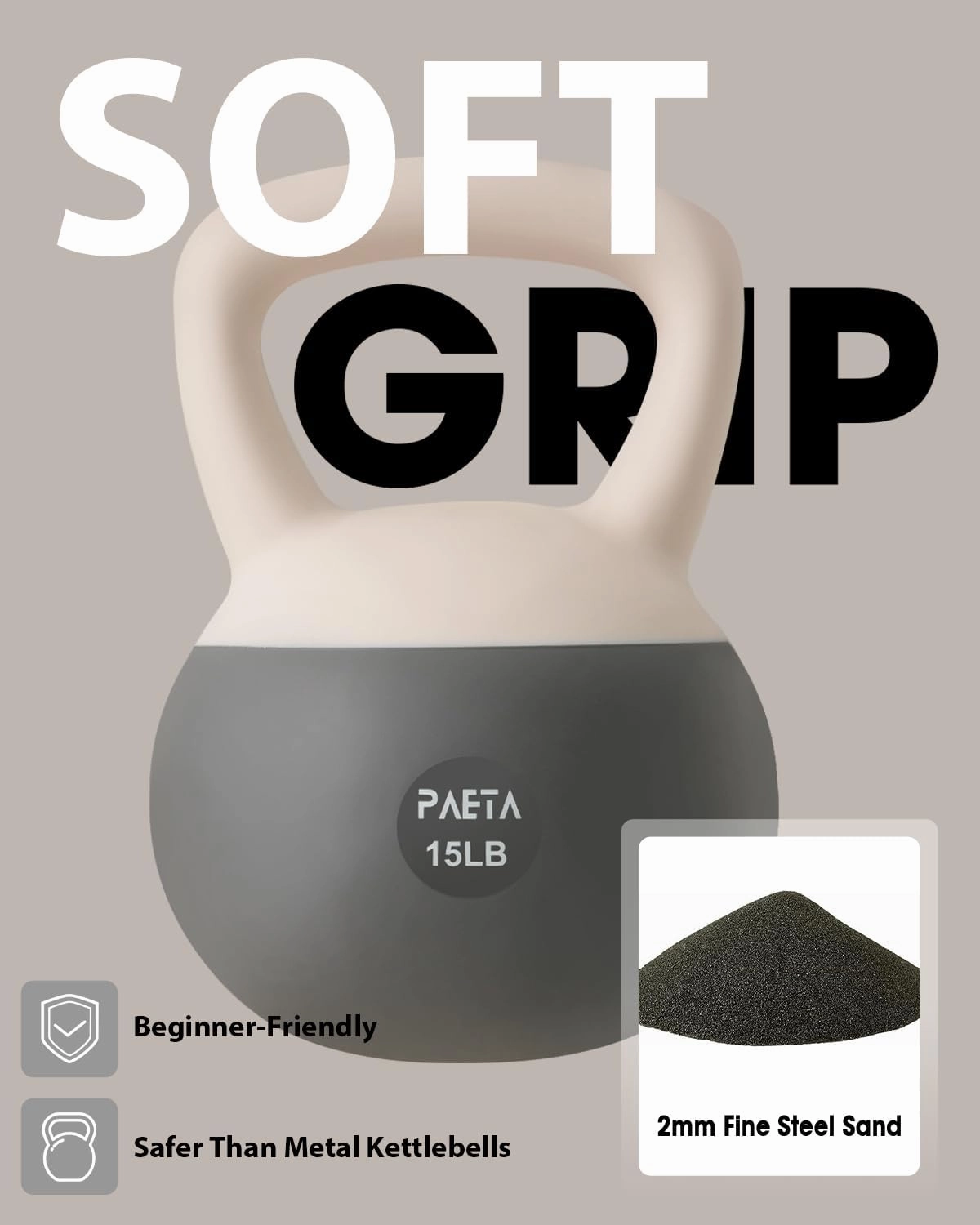 PAETA Soft Kettlebell for Home Fitness – Anti-Slip Grip & Wide Handle Design,Soft Kettlebell set, Gentle Floor-Friendly Impact – 10lbs, 15lbs, 20lbs, for Home Functional Training