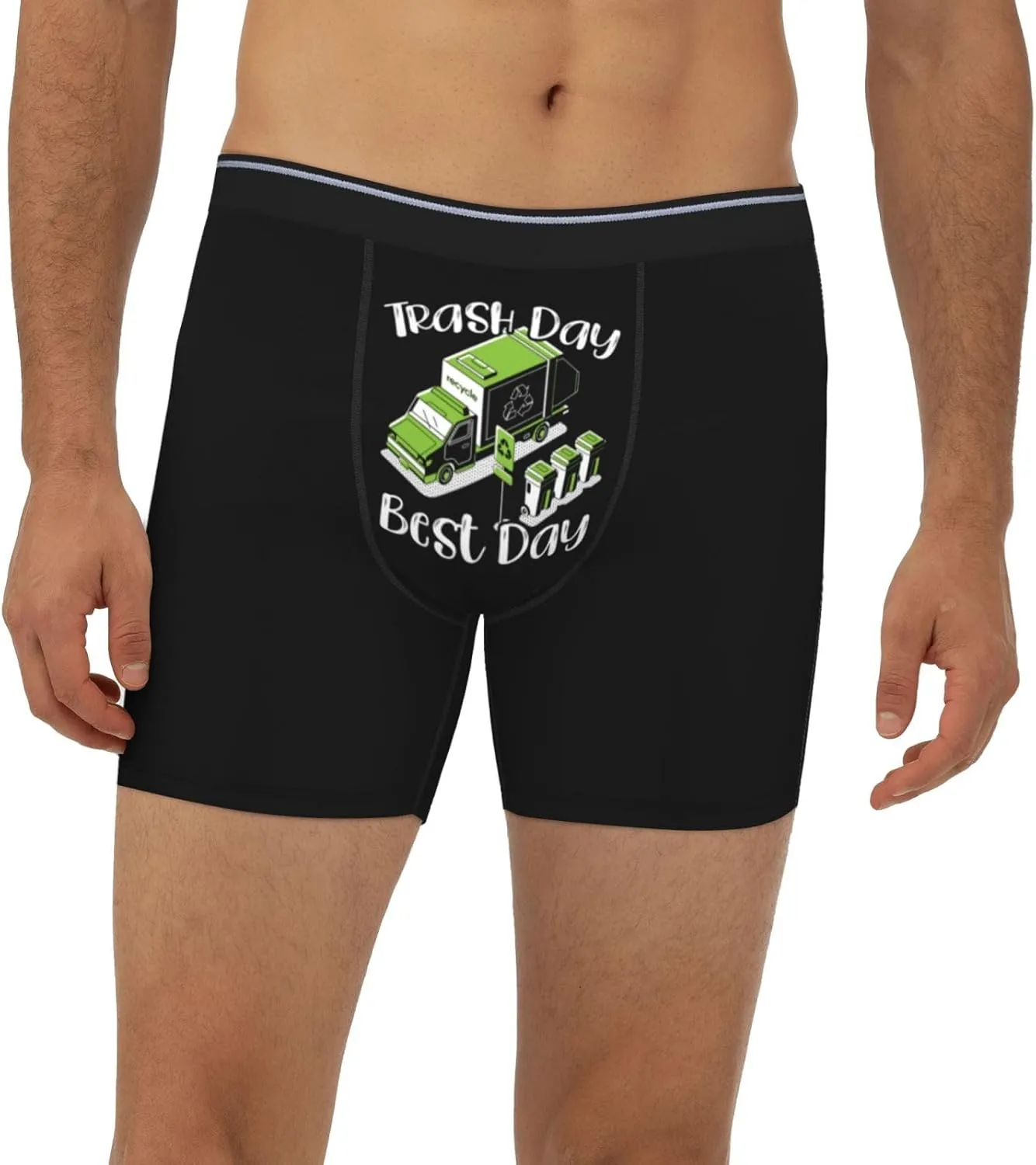 PAUPPY Trash Day Best Day Waste Management Garbage Truck Men's Boxer Briefs Stretch Underwear Men's Tagless Boxer Underwear