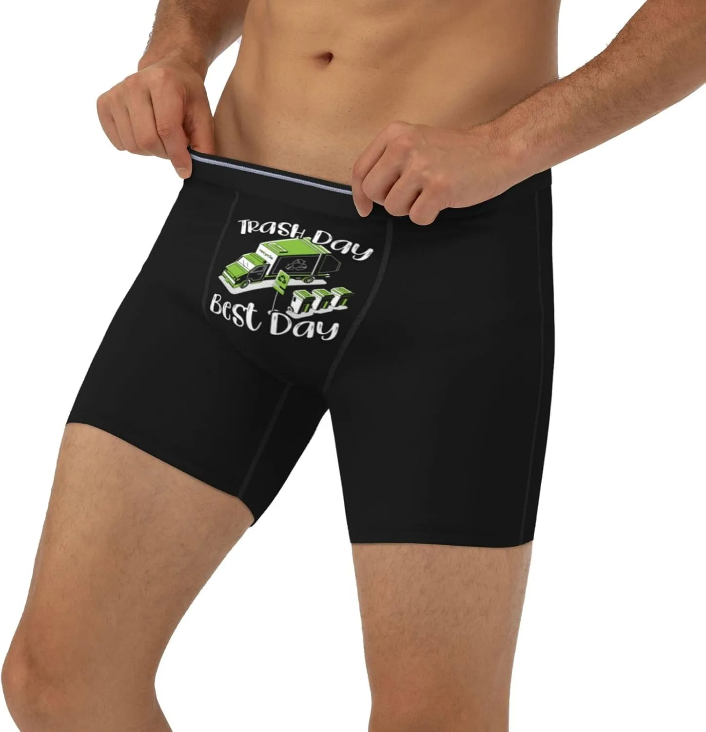 PAUPPY Trash Day Best Day Waste Management Garbage Truck Men's Boxer Briefs Stretch Underwear Men's Tagless Boxer Underwear