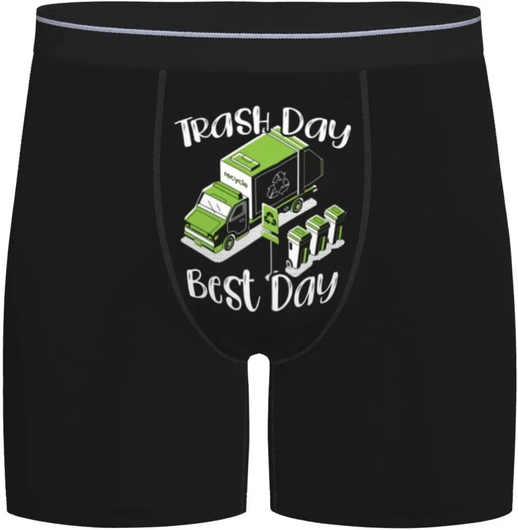 PAUPPY Trash Day Best Day Waste Management Garbage Truck Men's Boxer Briefs Stretch Underwear Men's Tagless Boxer Underwear