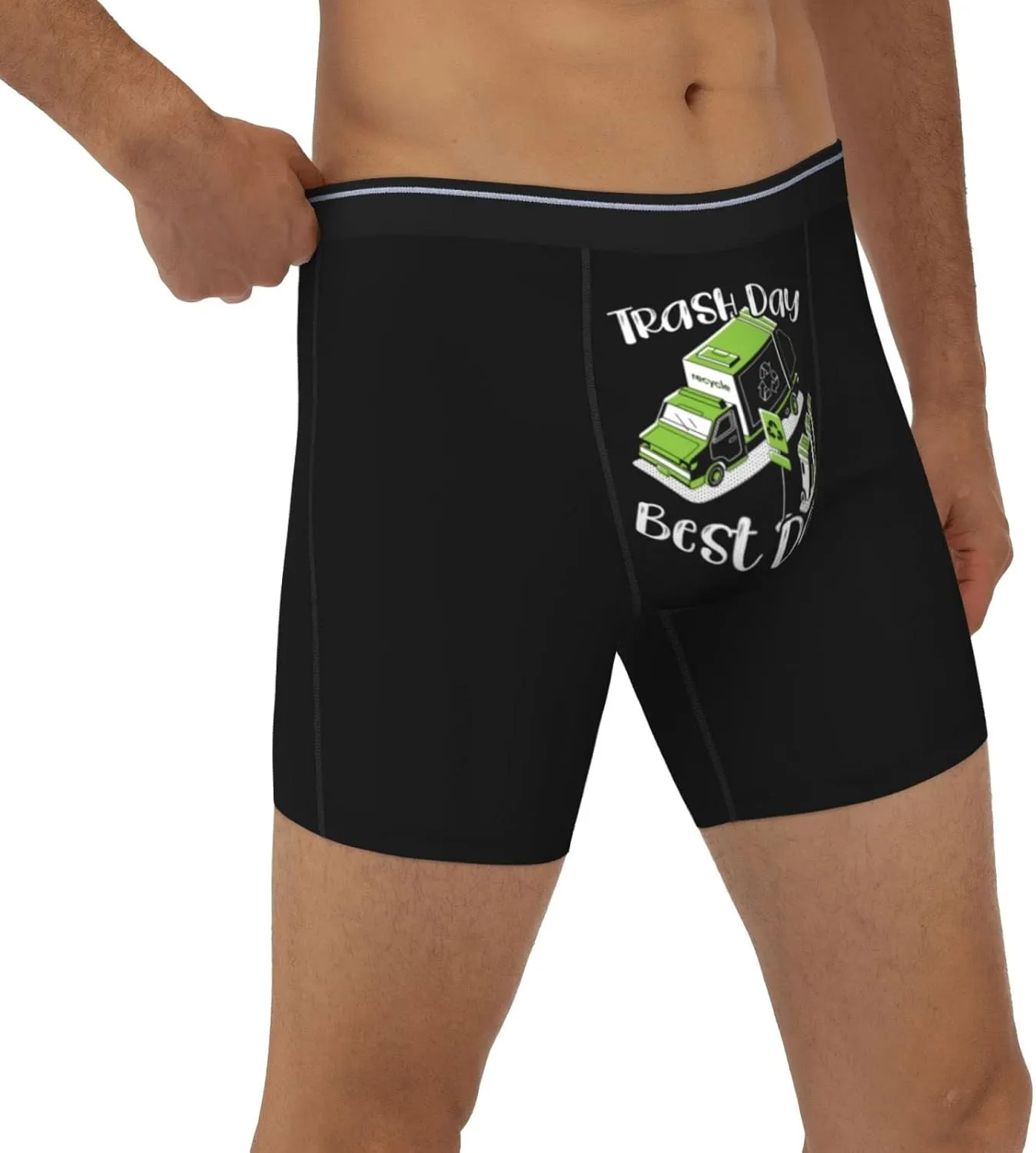 PAUPPY Trash Day Best Day Waste Management Garbage Truck Men's Boxer Briefs Stretch Underwear Men's Tagless Boxer Underwear