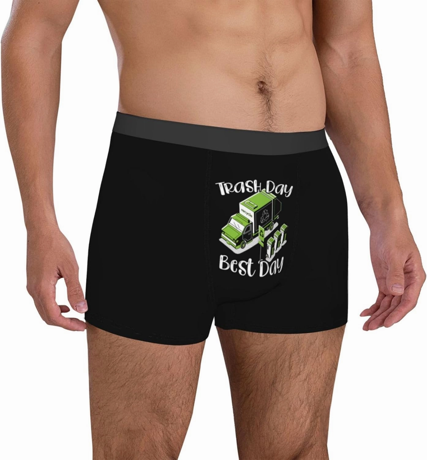 PAUPPY Trash Day Best Day Waste Management Garbage Truck Men's Breathable Underwear Classic Boxer Briefs Stretch Underpants